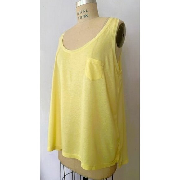 H&M YELLOW MIXED MEDIA CHIFFON TANK TOP L NWT - Picture 4 of 7